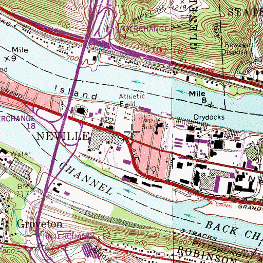Topographic Map of Neville Island General Volunteer Fire Department Station 205, PA