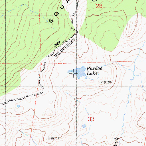 Topographic Map of Pardoe Lake, CA