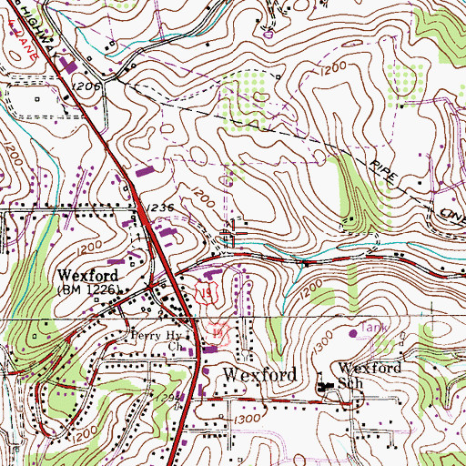 Topographic Map of Wexford Volunteer Fire Company 1 Station 228, PA