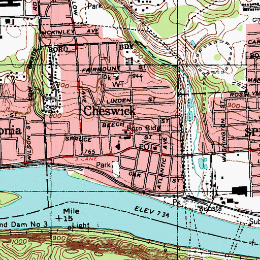 Topographic Map of Cheswick Volunteer Fire Company Station 121, PA