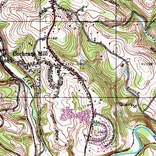 Topographic Map of Gill Hall Volunteer Fire Company Station 179, PA