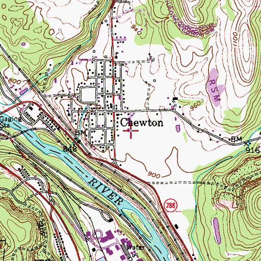 Topographic Map of Chewton Volunteer Fire Department Station 1800, PA