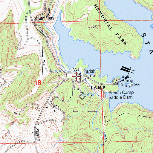 Topographic Map of Parish Camp, CA