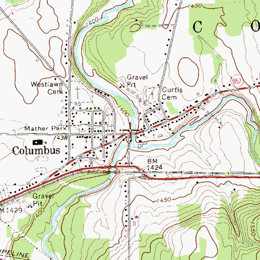 Topographic Map of Columbus Volunteer Fire Department, PA