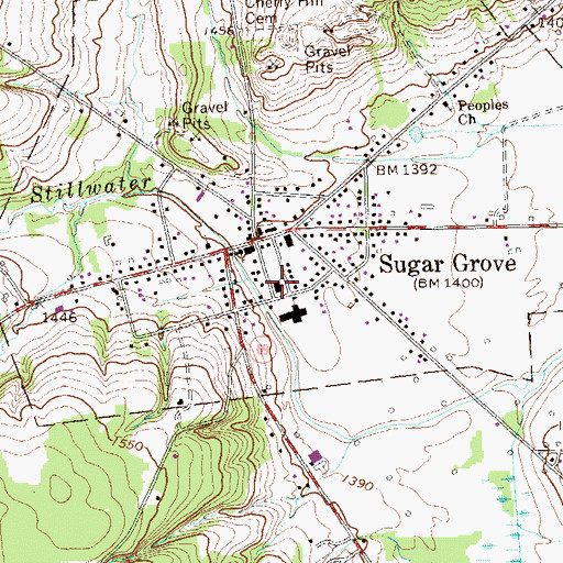Topographic Map of Sugar Grove Volunteer Fire Department / Sugar Grove Ambulance Service Station 63, PA