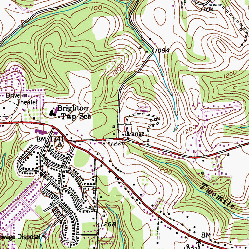 Topographic Map of Brighton Township Volunteer Fire Department Station 63 - 3, PA