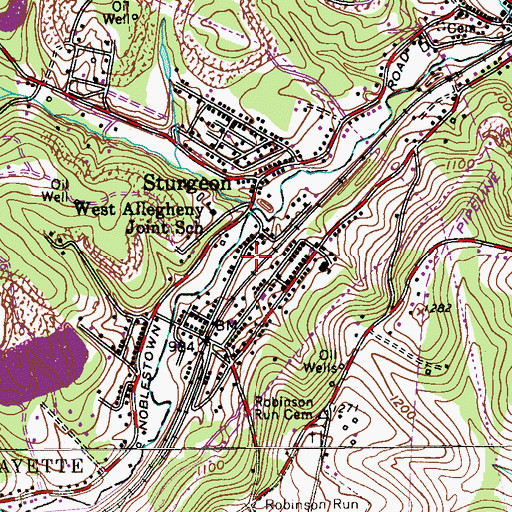 Topographic Map of Sturgeon Volunteer Fire Department Station 267, PA