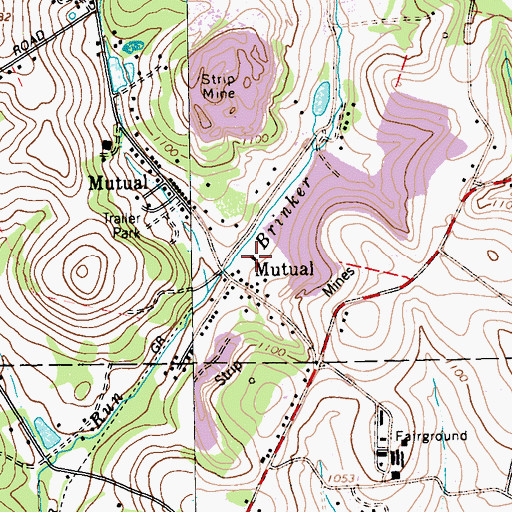 Topographic Map of Mutual Volunteer Fire Department, PA