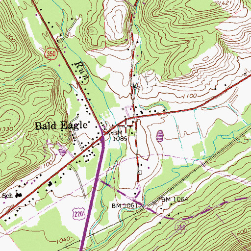 Topographic Map of Bald Eagle Volunteer Fire Company Station 36, PA