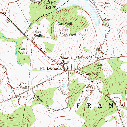 Topographic Map of Flatwoods Volunteer Fire Department Station 48, PA