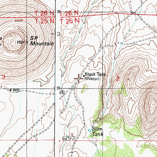 Topographic Map of Black Tank, AZ