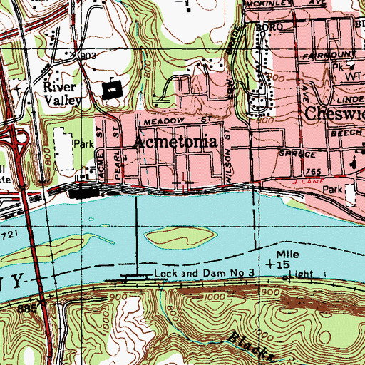 Topographic Map of Lower Valley Ambulance Service Station 150, PA