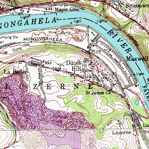 Topographic Map of Luzerne Township Volunteer Fire Company Station 23, PA