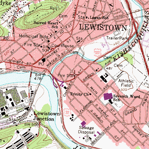 Topographic Map of Brooklyn Hose Company Station 13, PA