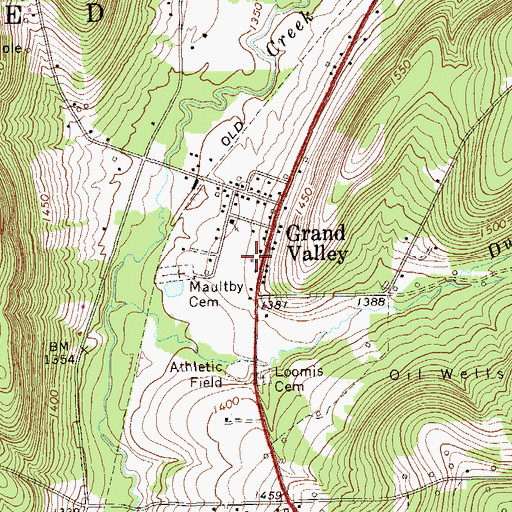 Topographic Map of Grand Valley Volunteer Fire Department Station 74, PA