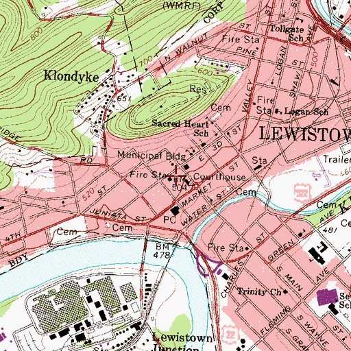 Topographic Map of United Fire and Rescue Services Station 11, PA