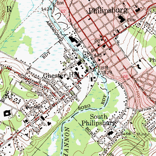 Topographic Map of Chester Hill Hose Company Station 14, PA