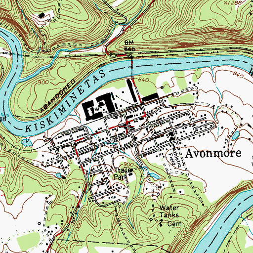 Topographic Map of Avonmore Volunteer Fire Department, PA
