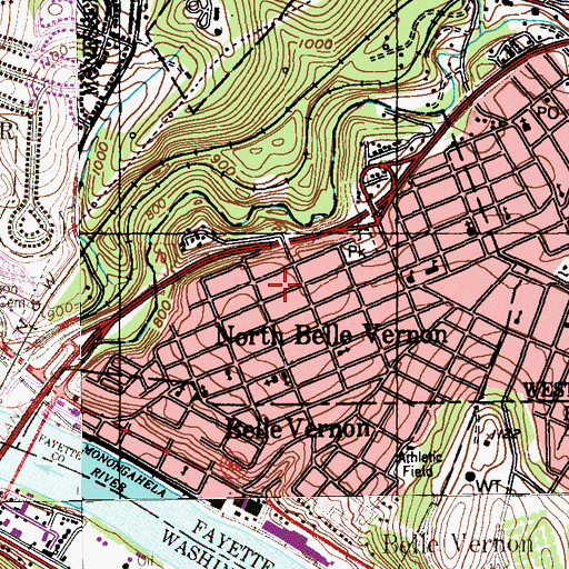 Topographic Map of North Belle Vernon Volunteer Fire Department, PA