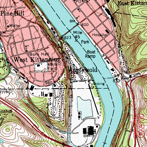Topographic Map of Applewold Volunteer Fire Department Station 10, PA