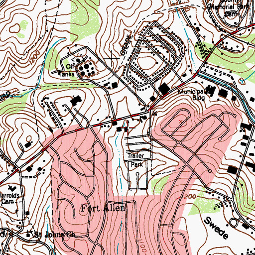 Topographic Map of Fort Allen Volunteer Fire Company, PA