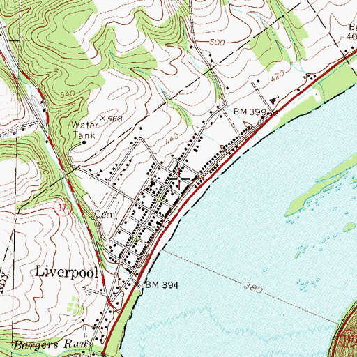 Topographic Map of Liverpool Volunteer Fire Company / Liverpool Ambulance Association, PA