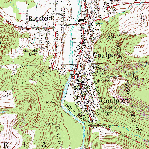 Topographic Map of Glendale Volunteer Fire Department Engine Company Station 28, PA