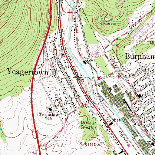Topographic Map of Yeagertown Fire Company Station 3, PA