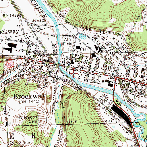 Topographic Map of Brockway Volunteer Hose Company - Station 1, PA