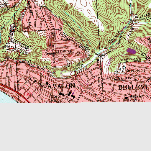 Topographic Map of Avalon Volunteer Fire Company Station 103, PA