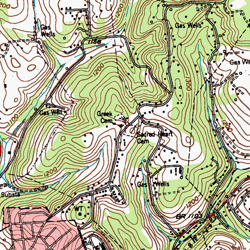 Topographic Map of Grandview Volunteer Fire Department, PA