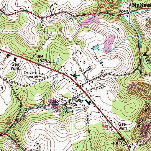 Topographic Map of Kittanning Township Volunteer Fire Department Station 310, PA