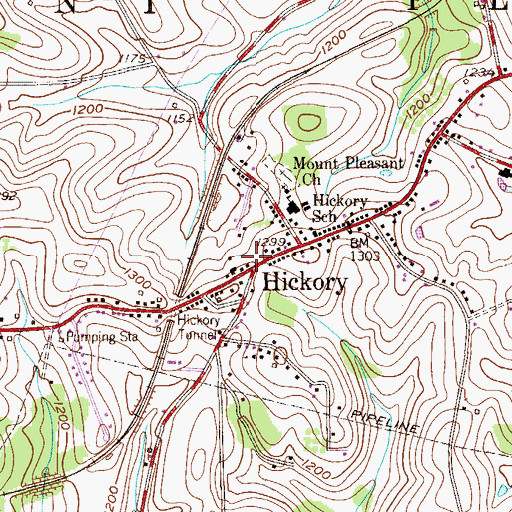 Topographic Map of Mount Pleasant Township Volunteer Fire Company Station 41, PA