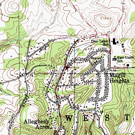 Topographic Map of West Deer Township Volunteer Fire Department 2 Station 289, PA