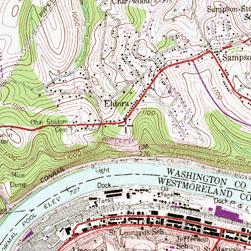 Topographic Map of Carroll Township Volunteer Fire Department Station 63, PA