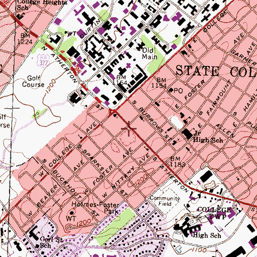 Topographic Map of Alpha Fire Company 5 - Main Station, PA