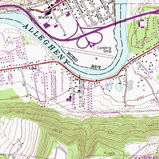 Topographic Map of Pleasant Volunteer Fire Department, PA