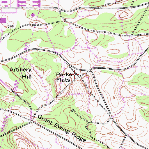 Topographic Map of Parker Flats, CA