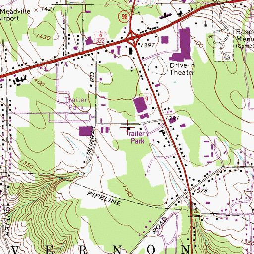 Topographic Map of Vernon Central Hose Company Department 23, PA
