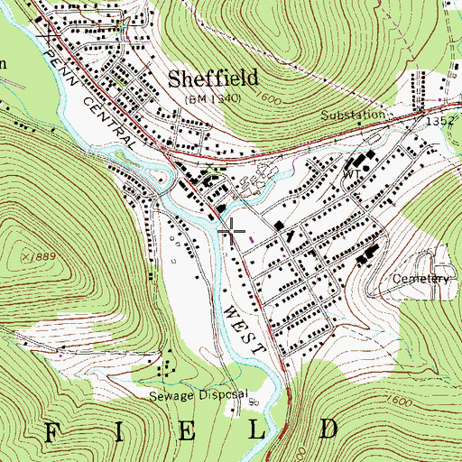 Topographic Map of Sheffield Volunteer Fire Department Station 72, PA