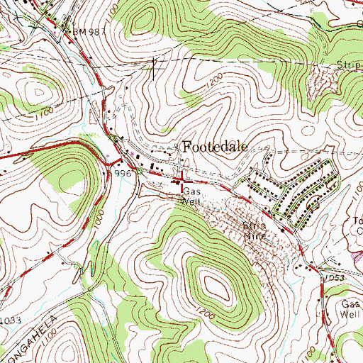 Topographic Map of Footedale Volunteer Fire Department Station 18, PA
