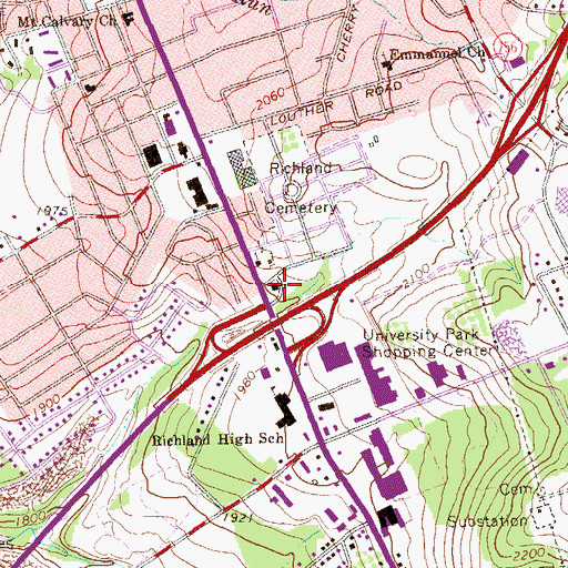 Topographic Map of Richland Township Fire Department Station 3 Headquarters, PA