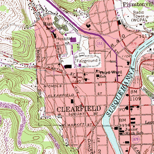 Topographic Map of Third Ward Hose Company, PA