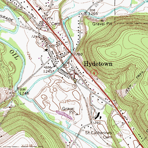 Topographic Map of Hydetown Volunteer Fire Department 14, PA