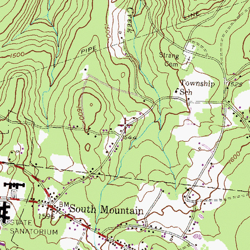 Topographic Map of South Mountain Volunteer Fire Department - Company 16, PA