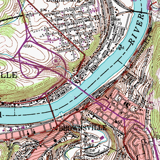 Topographic Map of West Brownsville Volunteer Fire Company, PA