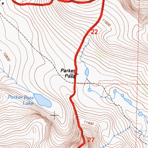 Topographic Map of Parker Pass, CA