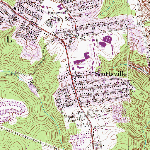 Topographic Map of Hopewell Township Volunteer Fire Department Station 92 - 1, PA