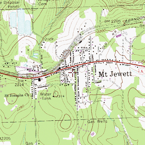 Topographic Map of Mount Jewett Volunteer Fire Department, PA