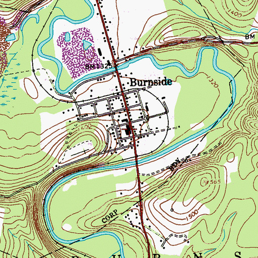 Topographic Map of Sentry Volunteer Fire Company Station 64, PA